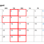 8月9月の営業カレンダー